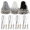 A collection of silver and black lobster clasp lanyards and straps for jewelry making