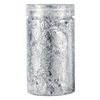 A clear glass jar filled with shiny gold foil flakes for resin art and jewelry making