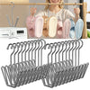 Stainless steel hanging shoe organizer with double hook featuring multiple hooks and various colored shoe inserts