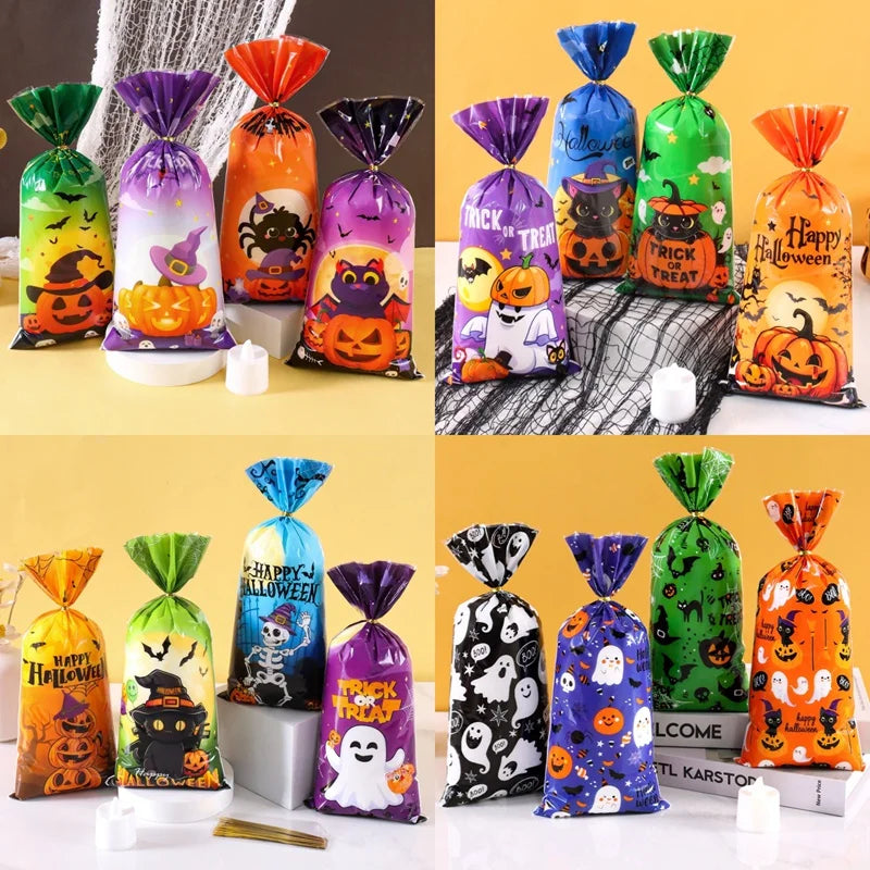 Halloween Pumpkin Candy Bags for Trick-or-Treat Party Favors