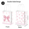 Double-sided pink bow themed party bags showing the front and back designs