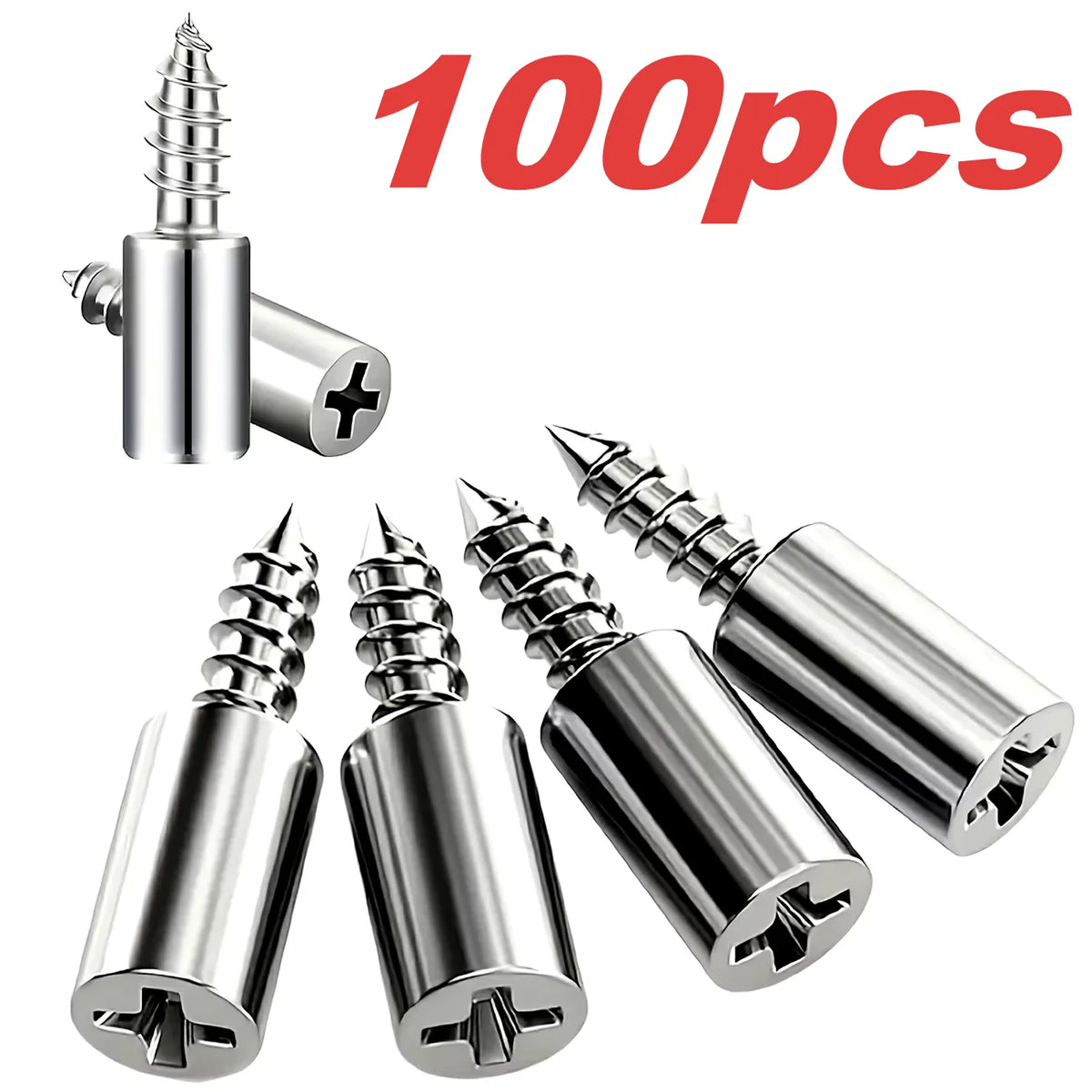 100 pieces of heavy-duty steel shelf pins with self-tapping screws for floating shelves