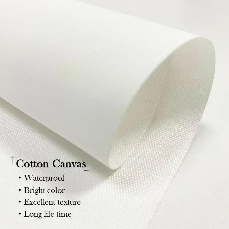 Roll of white cotton canvas material showing texture and thickness