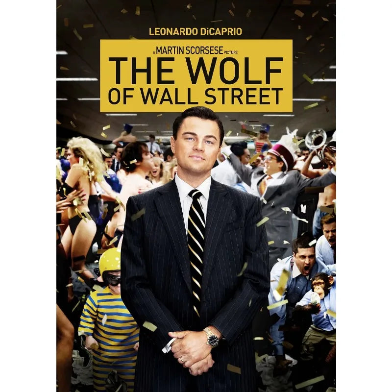 A movie poster for The Wolf of Wall Street starring Leonardo DiCaprio.