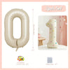 A set of three 32 inch Milky White aluminum foil number balloons, one large number and two smaller dots.