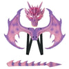 A pink dragon wings and tail cosplay costume set for kids featuring a head, wings, and tail.