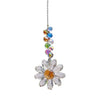 Pendentif de fleur en cristal tournesol avec perles multicolores et charm floral transparent.