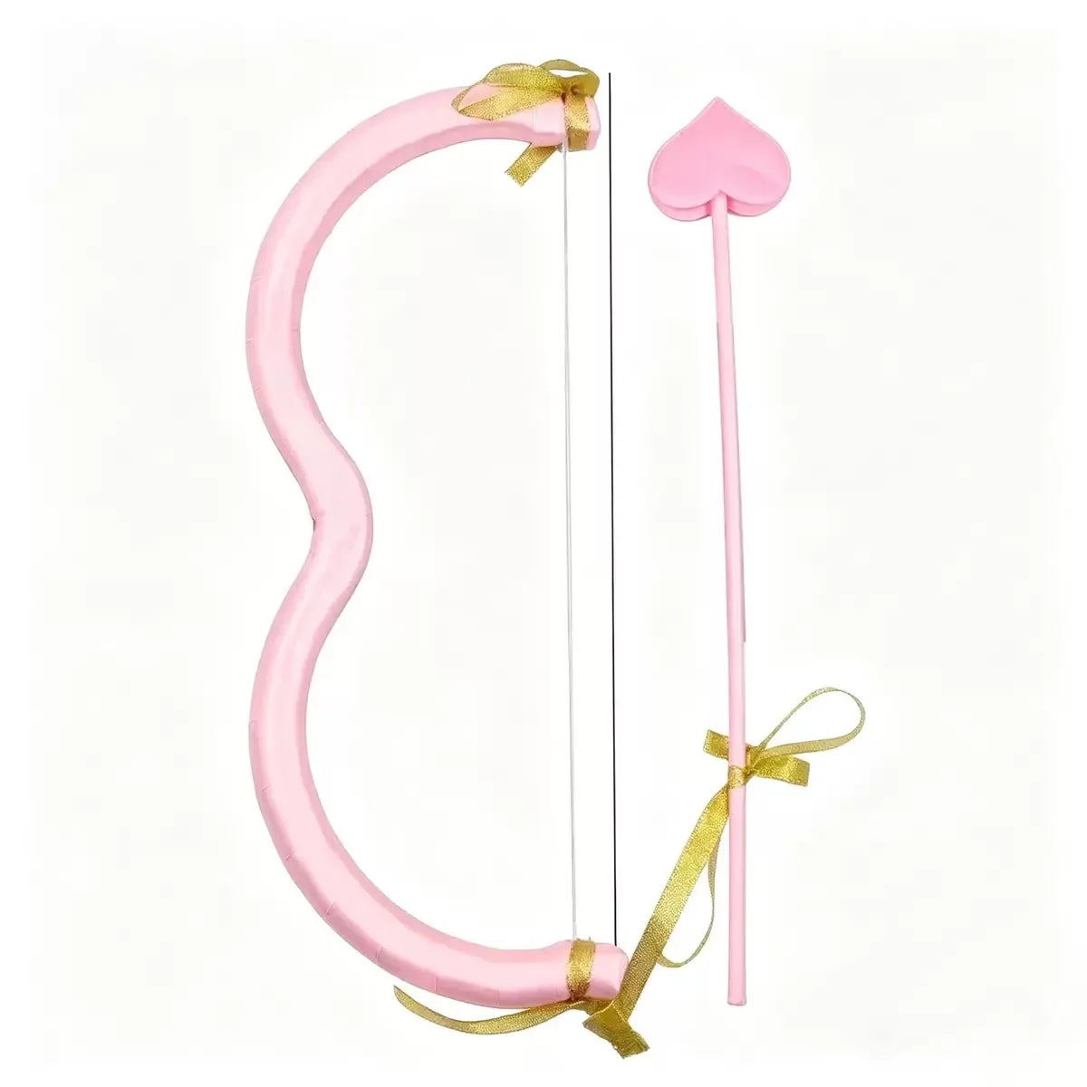 Pink heart shaped bow and arrow prop for costumes and parties