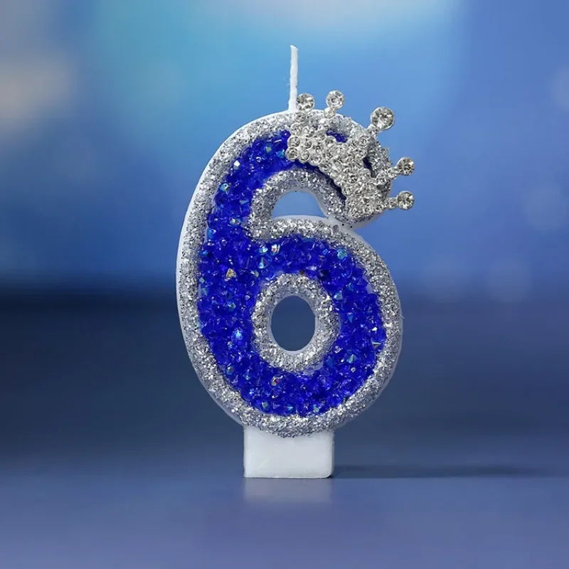 Blue Crown Number Birthday Candle