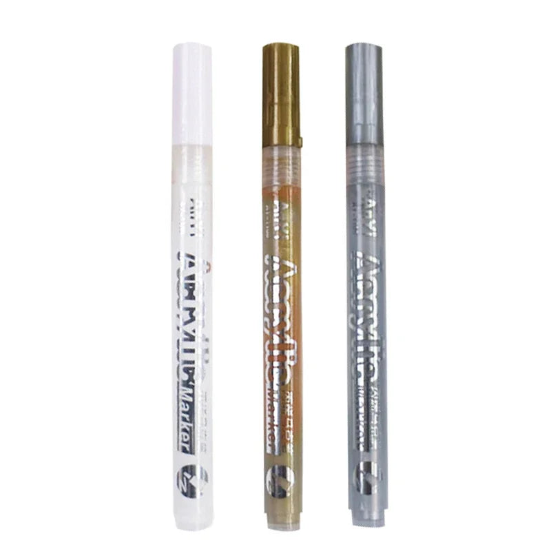 A set of Extra-Fine Point Acrylic Paint Pens in various colors and finishes.