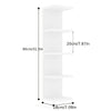 A white five-tier wall-mounted storage shelf with dimensions of 80cm high and 20cm shelf height.