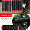 Set of black and red silicone rubber handlebar grip covers for motorcycle handlebars
