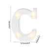 A white alphabet letter C light fixture with warm white LED lights.