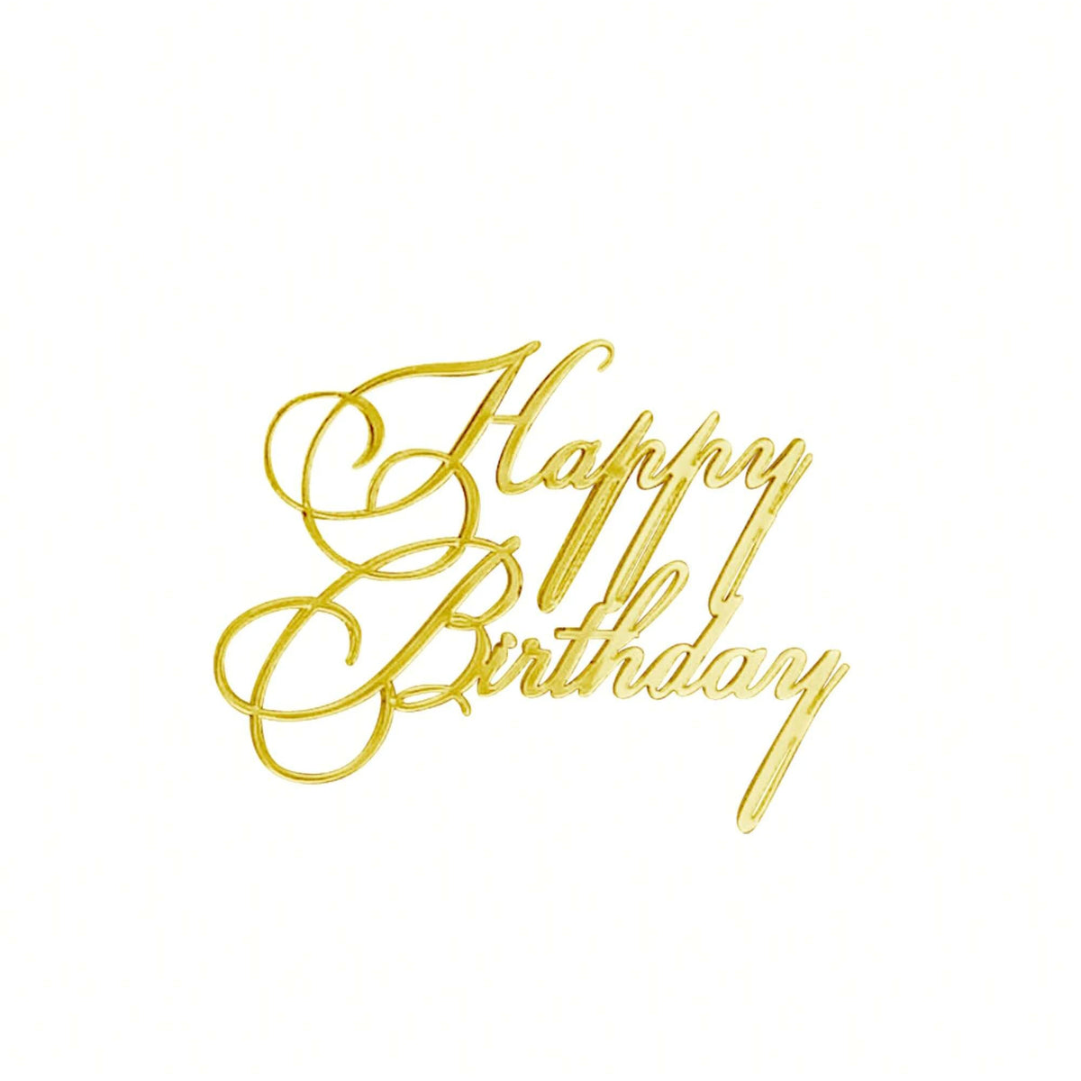 Gold acrylic happy birthday cake topper set in elegant script font