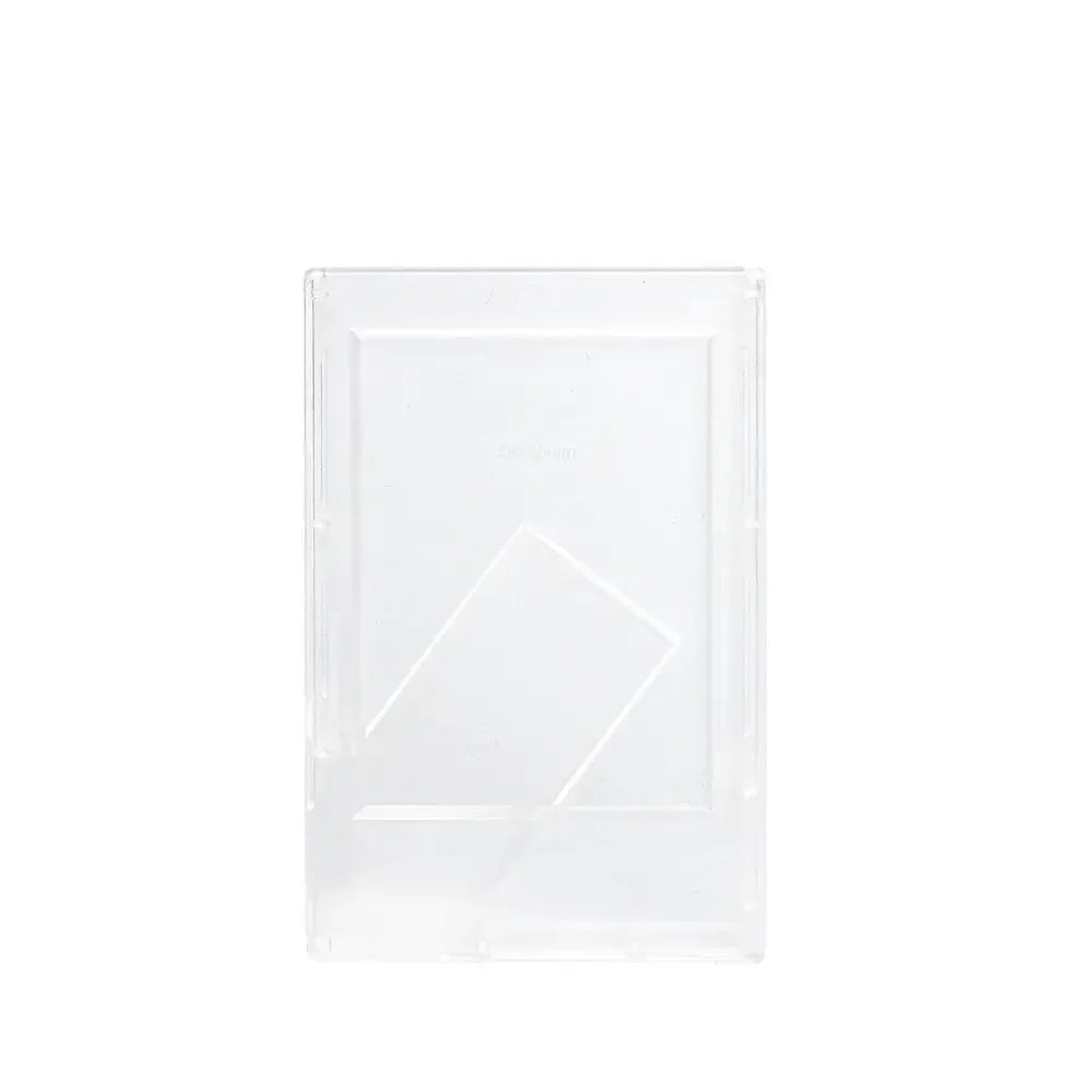 A clear plastic mini film frame designed for Fuji Instax instant photos.