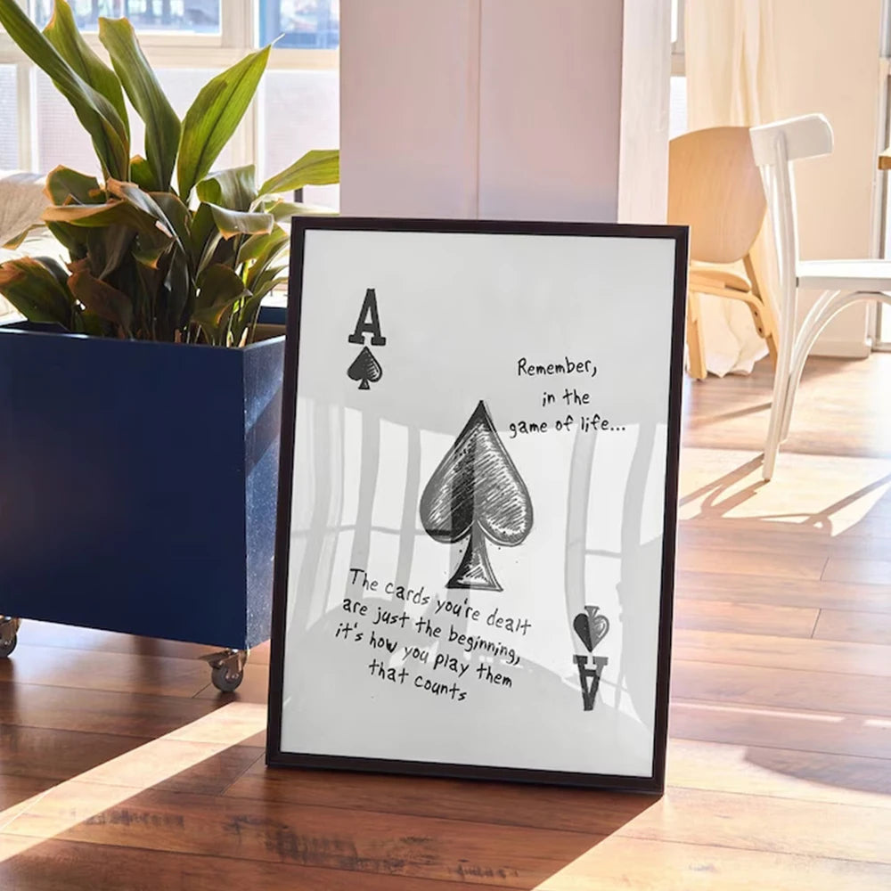Vintage Poker Ace of Spades Wall Art Canvas Print