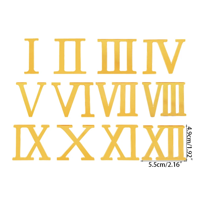 A set of yellow acrylic Roman numeral cake toppers from I to XIX.