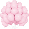 A bunch of pastel pink latex balloons tied together, ready for a party.