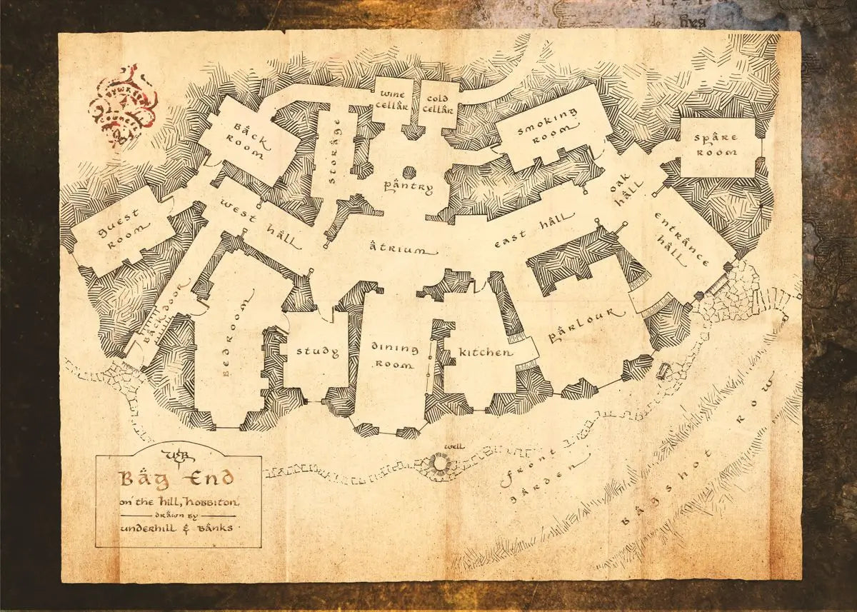 Vintage map drawing of a building layout titled Bay End on the hill, executed by Indenhill & Banks.