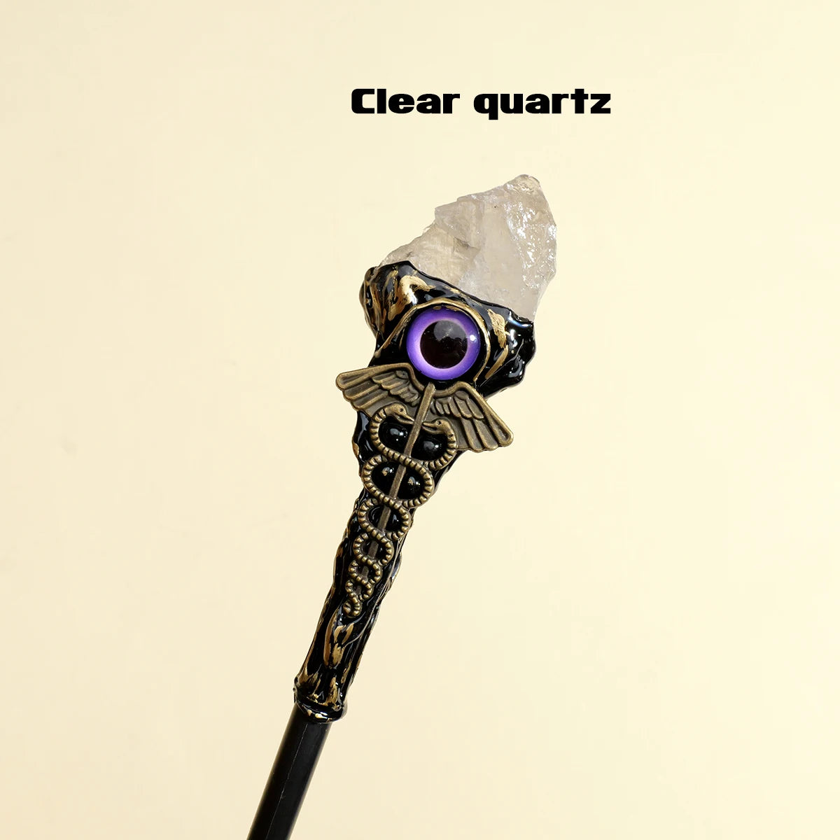Natural Rose Quartz & Amethyst Evil Eye Crystal Wand