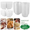 A set of clear plastic cake slice boxes with lids, packaged in a 100-pack.