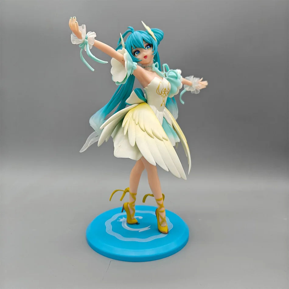 PVC figure of Hatsune Miku Swan in a white and light blue ballet outfit with flowing hair