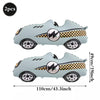 Light blue race car traffic light balloon set with black and yellow checkered pattern