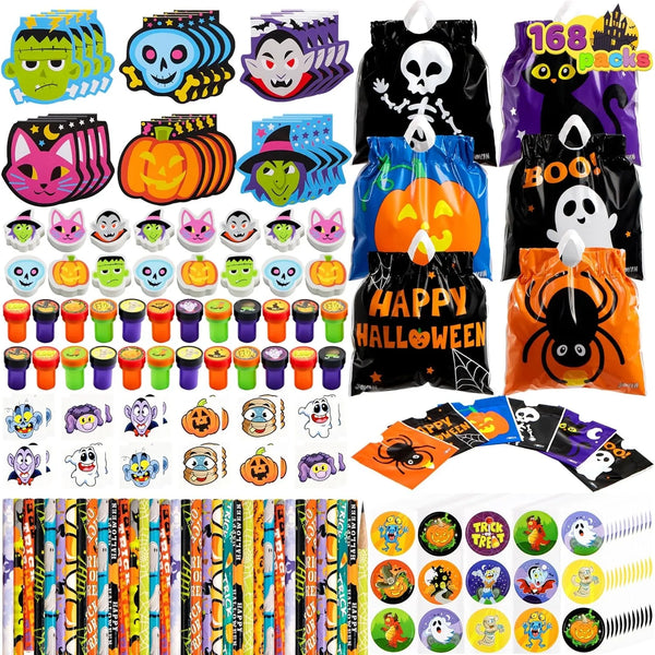 Halloween Stationery Gift Set with Trick-or-Treat Bags (168 Pieces)