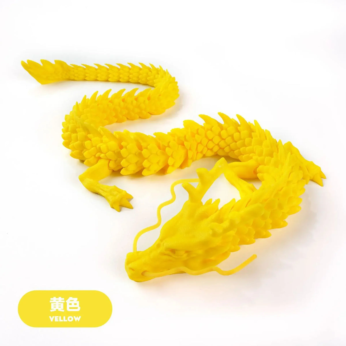 Yellow 3D printed conjoined dragon ornament resin figurine for terrariums and decor