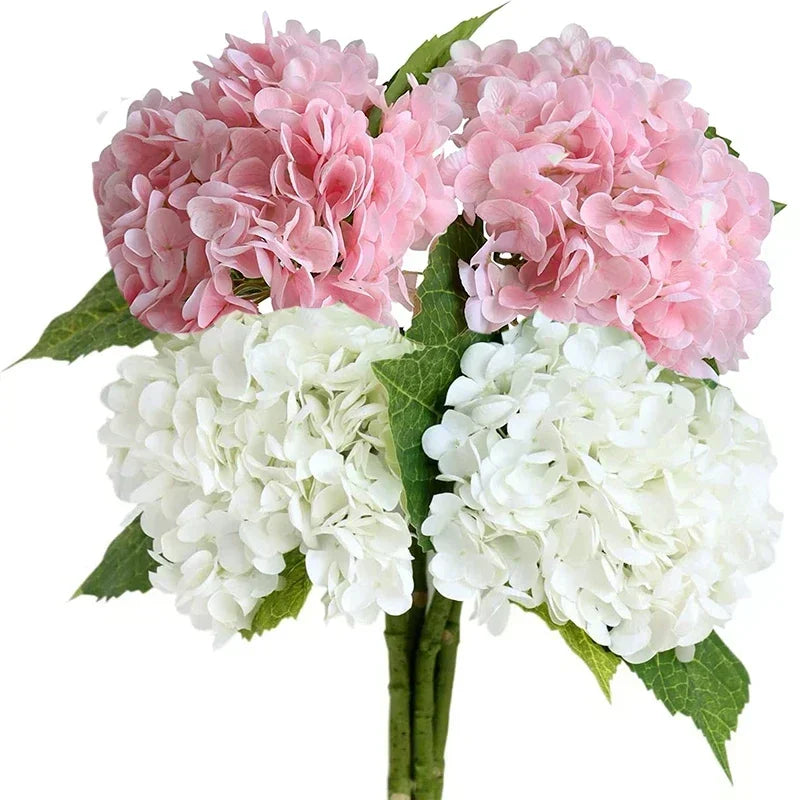 Lifelike Latex Hydrangea Stems for Weddings & Home Decor (Set of 4)