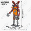 A detailed build of a Freddy Fazbear character made from building blocks, featuring red and orange colors.