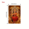 A wall art statue of Goddess Durga and Lakshmi in a golden frame with rich red attire