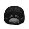 Black breathable mesh baseball cap shown from the front view
