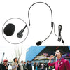 A black wired headset microphone with a flexible cable and a detachable foam microphone element.