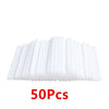 A pack of 50 white lollipop sticks for candy making arranged in a row.