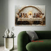 A painting depicting the Last Supper with Jesus and his disciples, rendered in warm earth tones.