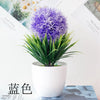 Un vibrant bonzai artificiel violet dans un pot blanc, exposé sur une surface claire.