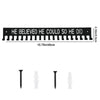 A black wall-mounted metal medal display rack with 18 teeth, measuring 15.75 inches long.