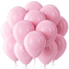 A pack of pastel pink and blue latex balloons for a party.