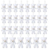 A set of white mini plush teddy bear keychains.