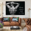Impression sur toile d'un torse masculin musclé sur fond noir.