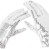 A pair of sparkly sequin gloves and a tie set for kids