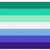 A horizontal striped banner featuring six bands of color: green, teal, light green, mint green, pale green, and light blue, f