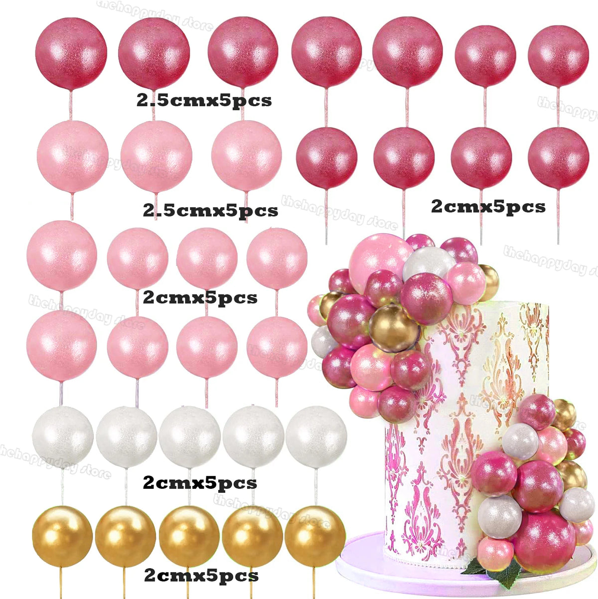 Pearl Green Cake Topper Balls Set