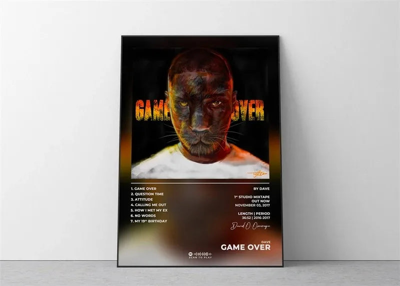Album cover art for Game Over featuring a close-up portrait of a man with dark skin and a beard.