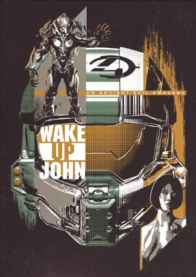 A dark poster featuring Master Chief and the Halo logo, designed as wall art.