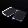 Two clear acrylic magnetic photo frames displayed on a black background.