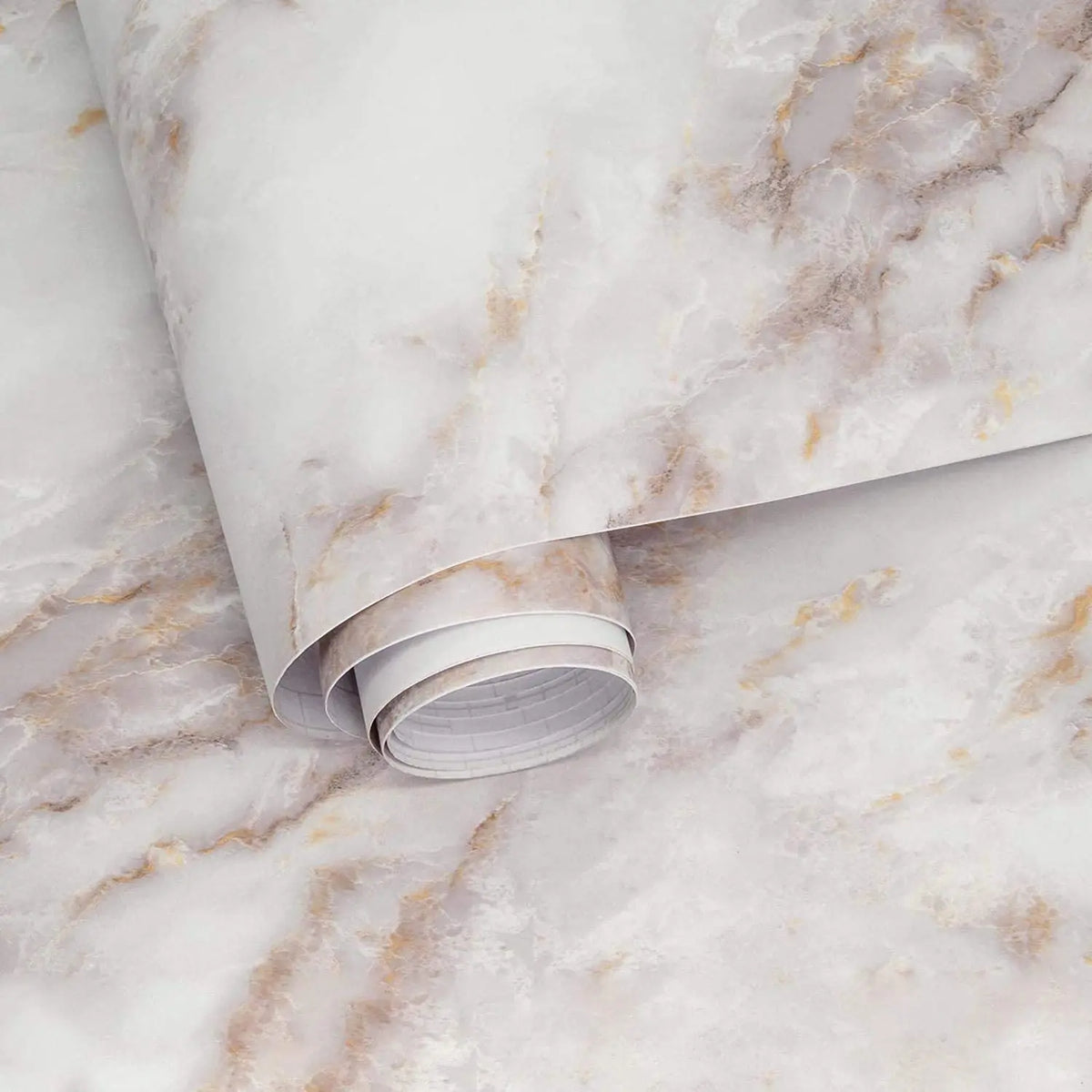 Rollo de vinilo de mármol blanco y dorado para decoración de paredes en casa