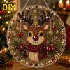 DIY Christmas pearl diamond painting suncatcher kit featuring a deer with antlers and a red scarf hanging from a metal chain