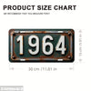 A vintage style aluminum license plate with the year 1964 embossed on it, shown in a dark green color.